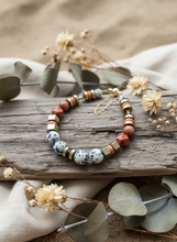 BDLB02 - Dalmatian Jasper & Sandstone barrel bracelet