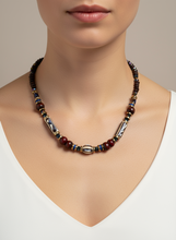 FRT07 - Porcelain, coconut, dyed wood, clay and crystal necklace