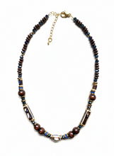 FRT07 - Porcelain, coconut, dyed wood, clay and crystal necklace