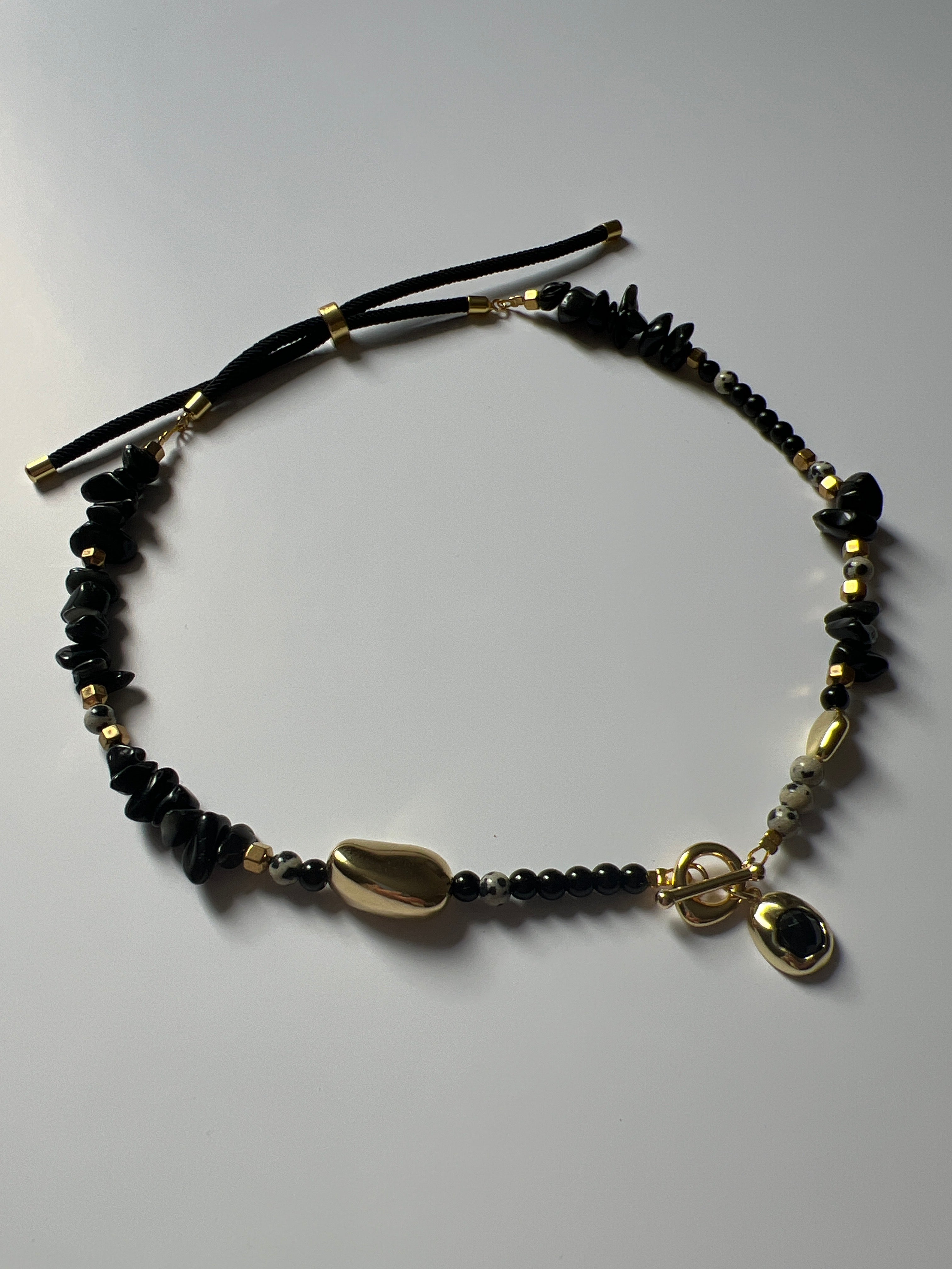 EOR06 - black gold nugget necklace