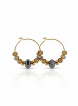 HILHE09 - yellow green crystal hematite hoop earring small