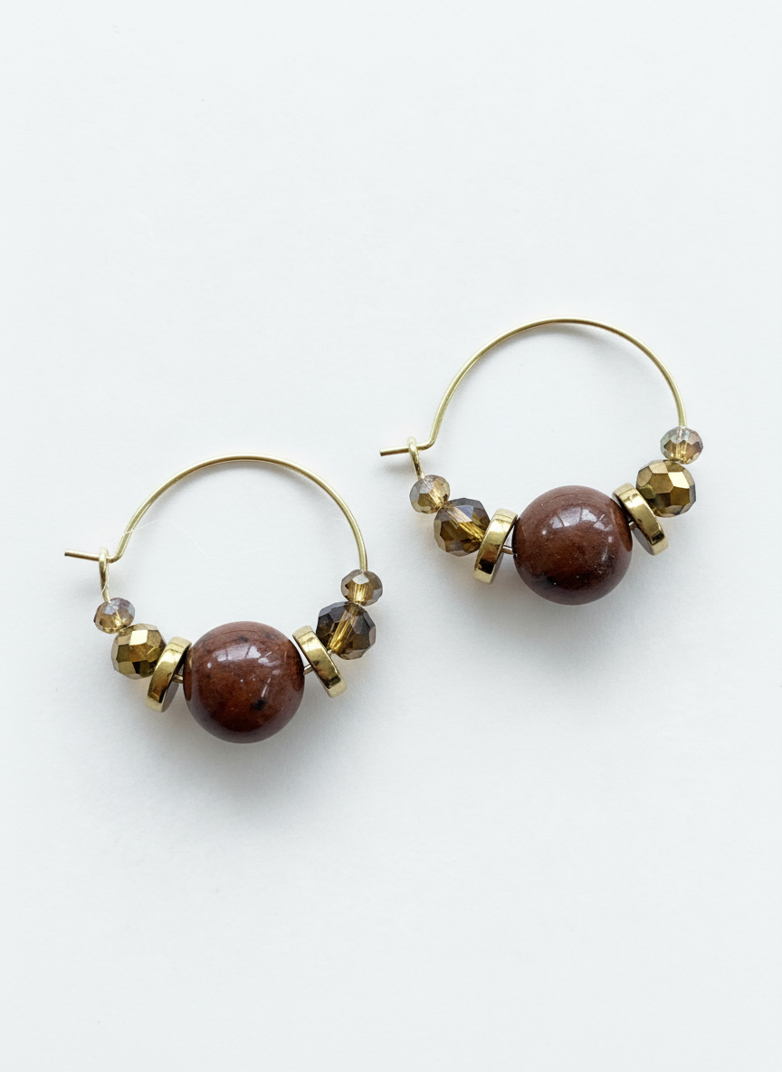 BDLHE16 - Semi precious Gem stone and crystal hoop earrings