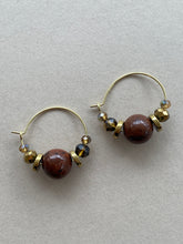 BDLHE16 - Semi precious Gem stone and crystal hoop earrings