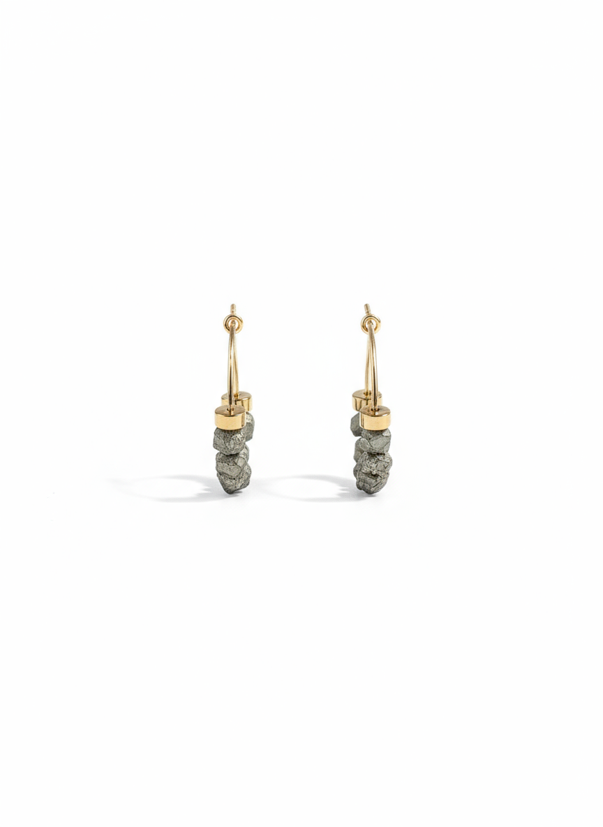 BDLHE19 - Hematite & Gemstone nugget hoop earrings