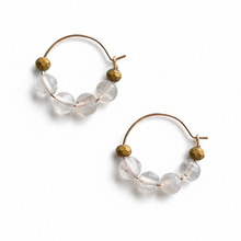 CSTE13 - Natural Agate hoop earrings - Bronze, Milky white