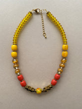 BDL06 - Orange and yellow resin 17” beaded necklace