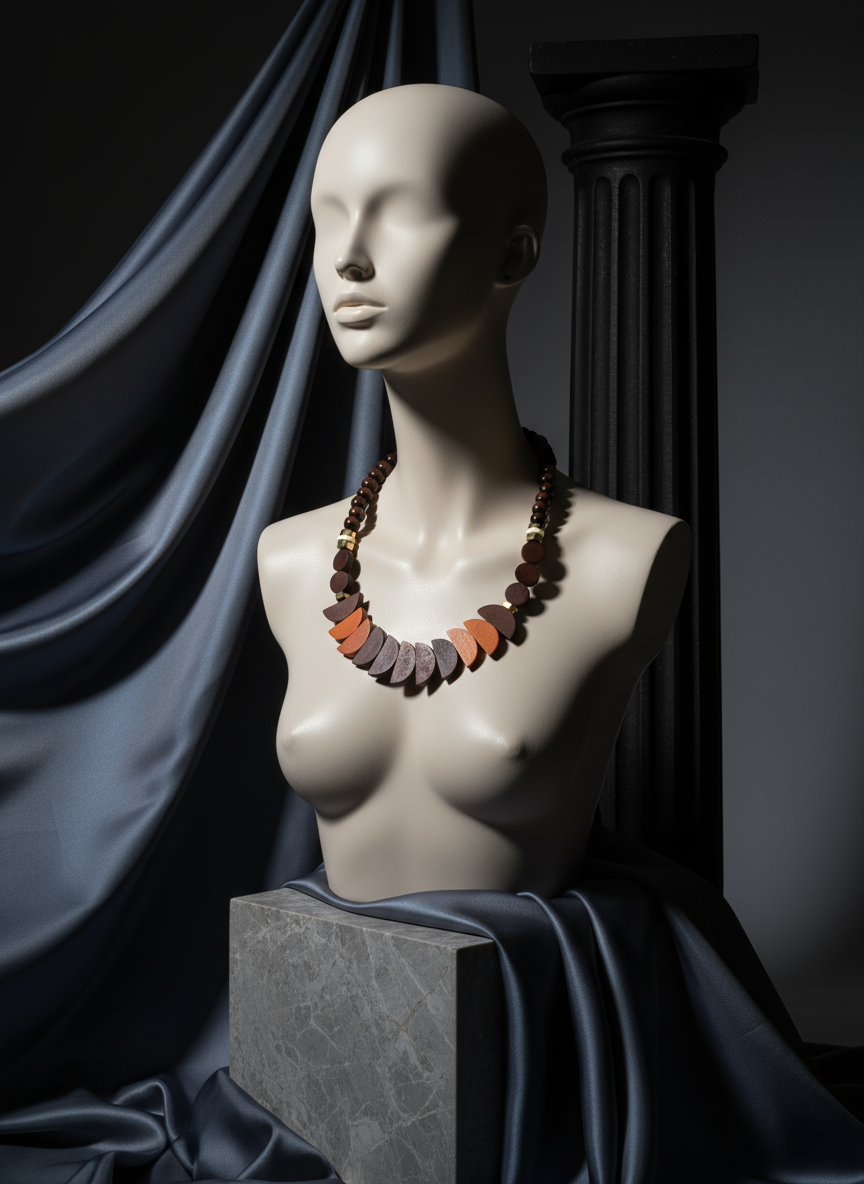 BDL07 - Chocolate Orange Wooden necklace