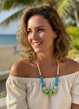 HIL07 - turquoise green and white necklace