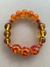 BDLB21 - Yellow & red resin elasticated bracelet