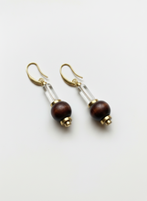 FRTE19 - 18k Gold plated Earring Hooks and Hematite details teamed with glass and stained wood