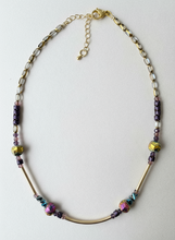 BDL18 - Crystal and purple Hematite necklace