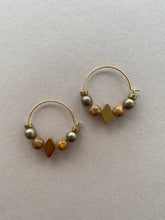 BDLHE08 - Red Jasper, Maifan, & Nugget Hoop Earrings