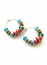 BDLHE14 - Crystal multi coloured Hoop Earrings