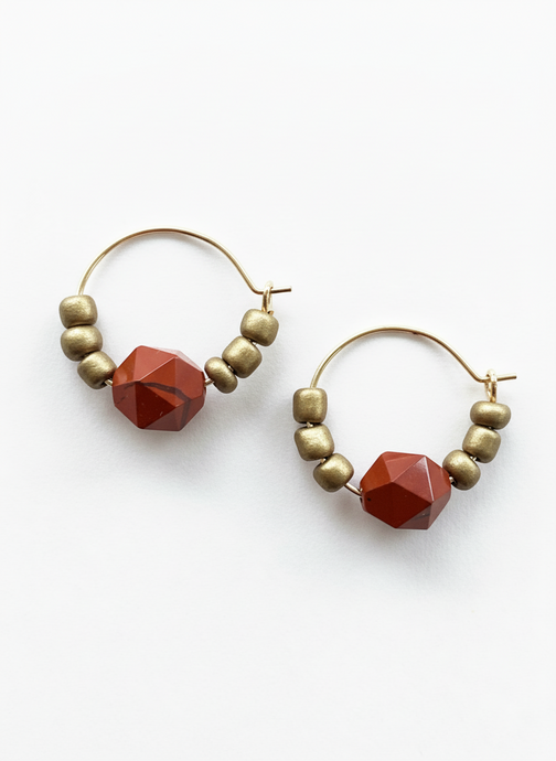 BDLHE01 - Red Jasper Hoop Earrings