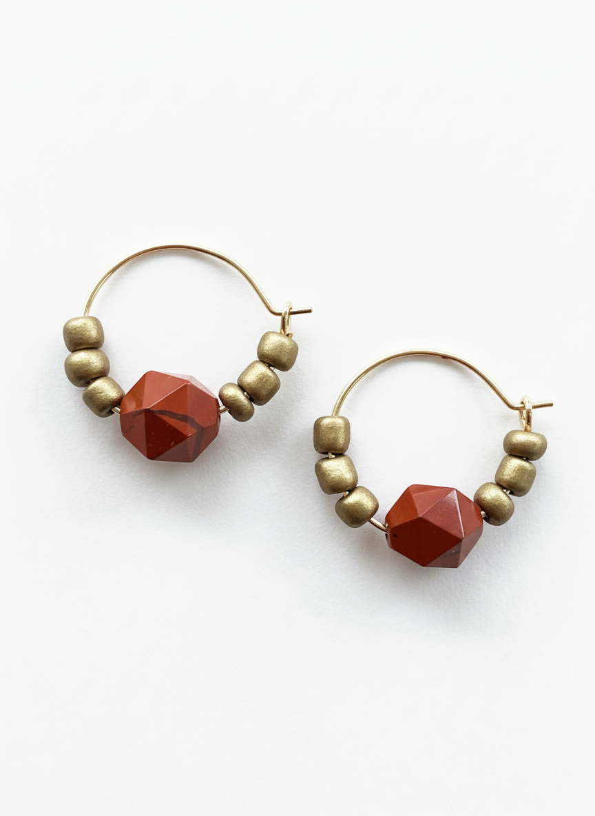 BDLHE01 - Red Jasper Hoop Earrings