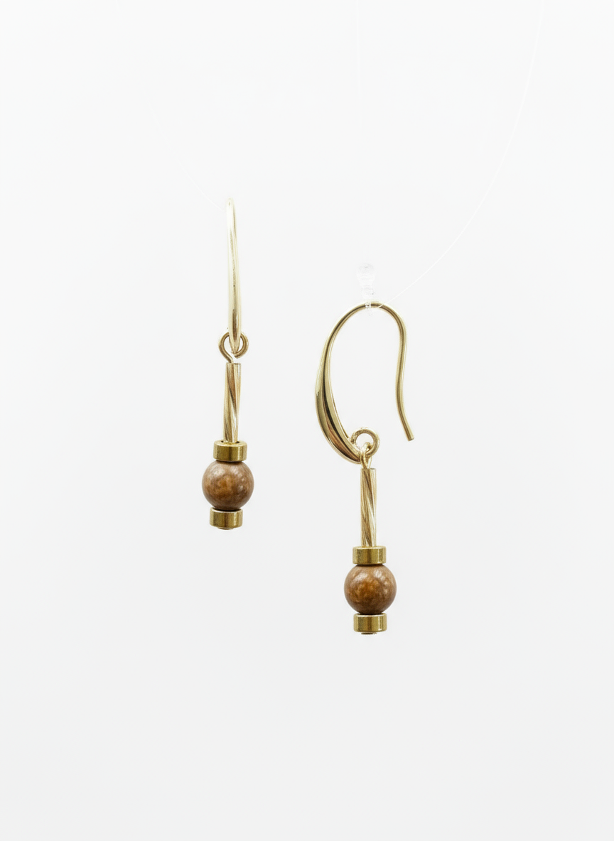 BDLE08 -Maifan & Hematite Drop Earrings