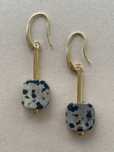 BDLE03 - Dalmatian Jasper square Drop Earrings