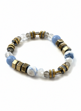 HILB03 - Pale Blue  Colored Natural Fire Crackle Agate bracelet