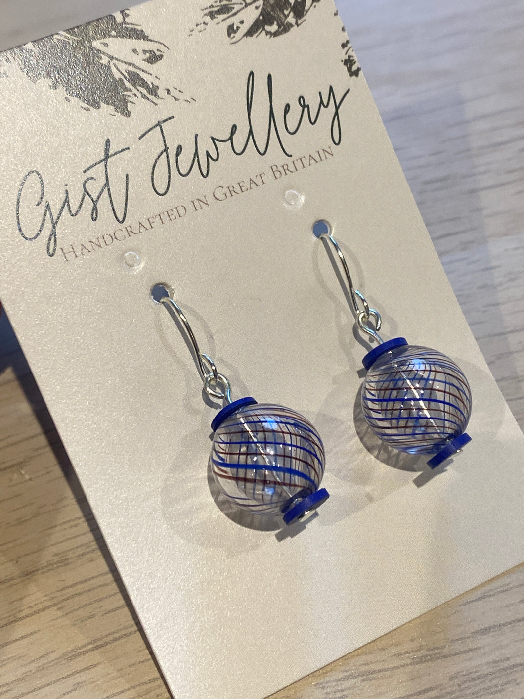 HILE73 - Blown Glass Globe earrings - Royal Blue