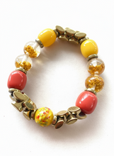 BDLB06 - Orange and yellow resin elasticated bracelet