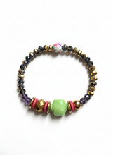 FRTB04 - Crystal bracelet, glass, clay and hematite - elasticated