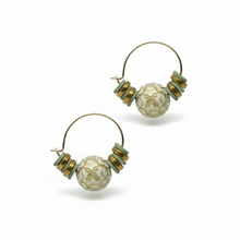 CSTE17 - Acrylic, clay and gold plated hematite hoop earrings