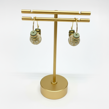 CSTE17 - Acrylic, clay and gold plated hematite hoop earrings