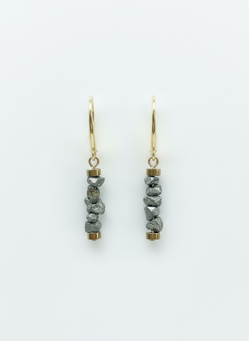 BDLE19 - Hematite & Gemstone nugget drop earrings
