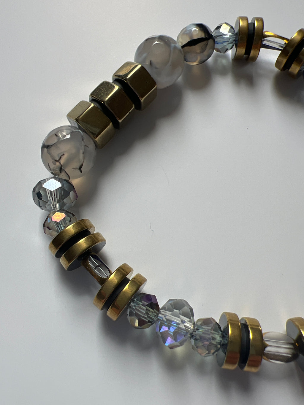 EORB03 - Natural Fire Crackle Agate bracelet DARK GREY
