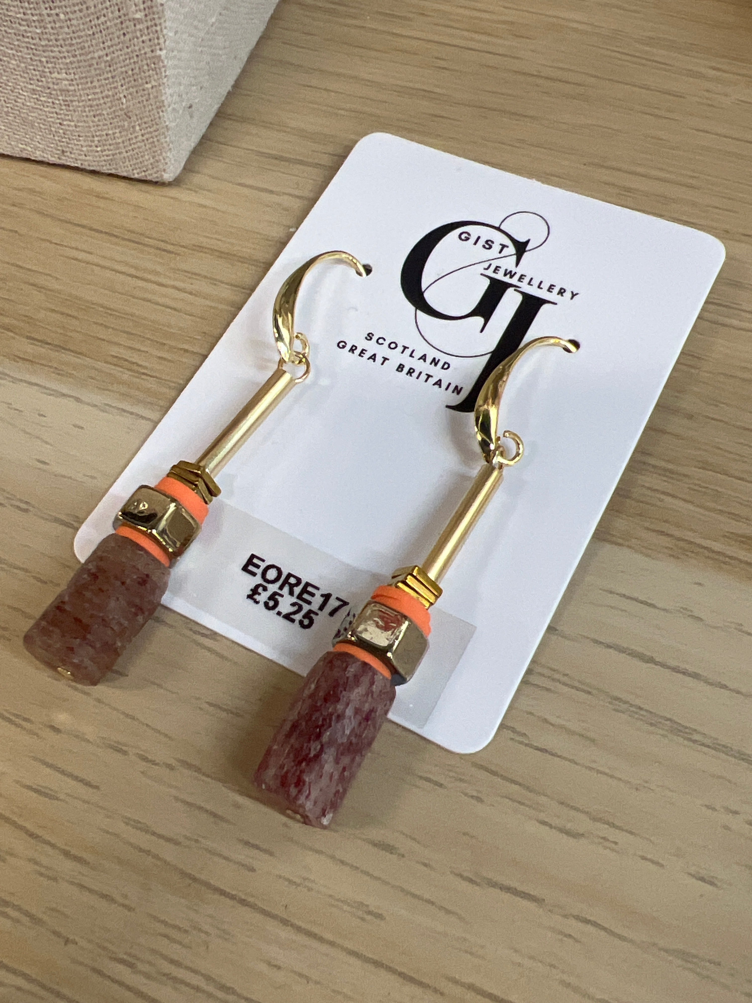 EORE17 - Strawberry Quartz barrel earrings