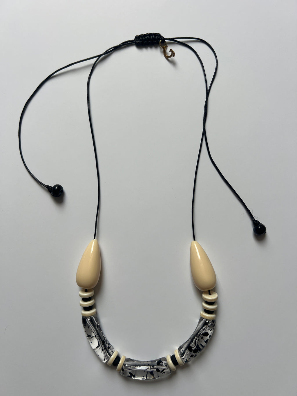 EOR05 - Translucent Clear , black adjustable cord necklace