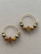 BDLHE08 - Red Jasper, Maifan, & Nugget Hoop Earrings