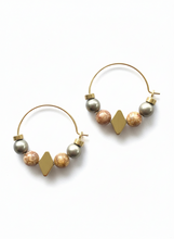 BDLHE08 - Red Jasper, Maifan, & Nugget Hoop Earrings