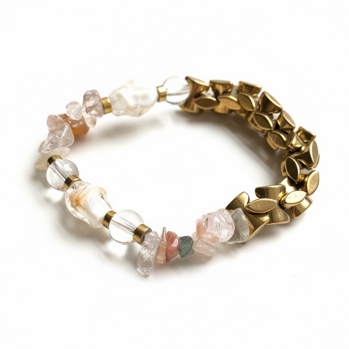 CSTB03 - Lampwork Glass & Hematite bracelet - white