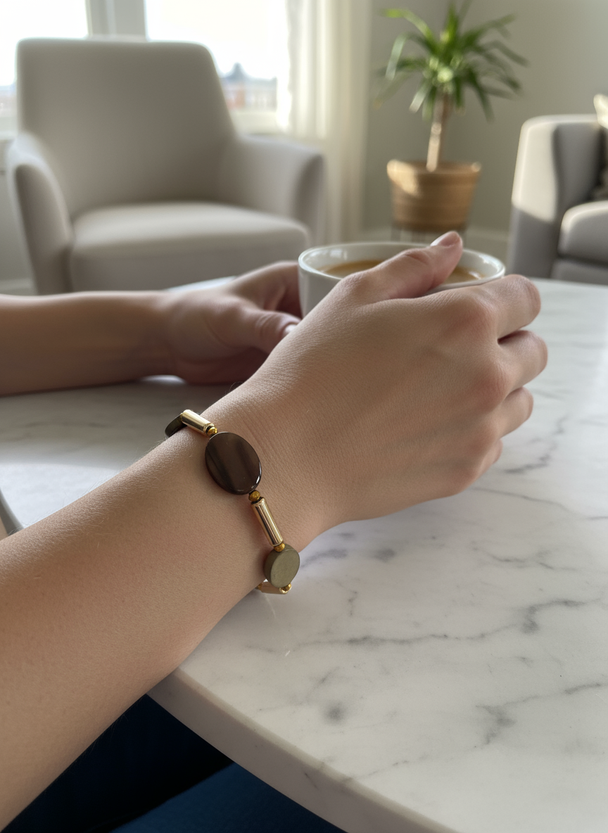 BDLB09 - Shell and Hematite magnetic bracelet