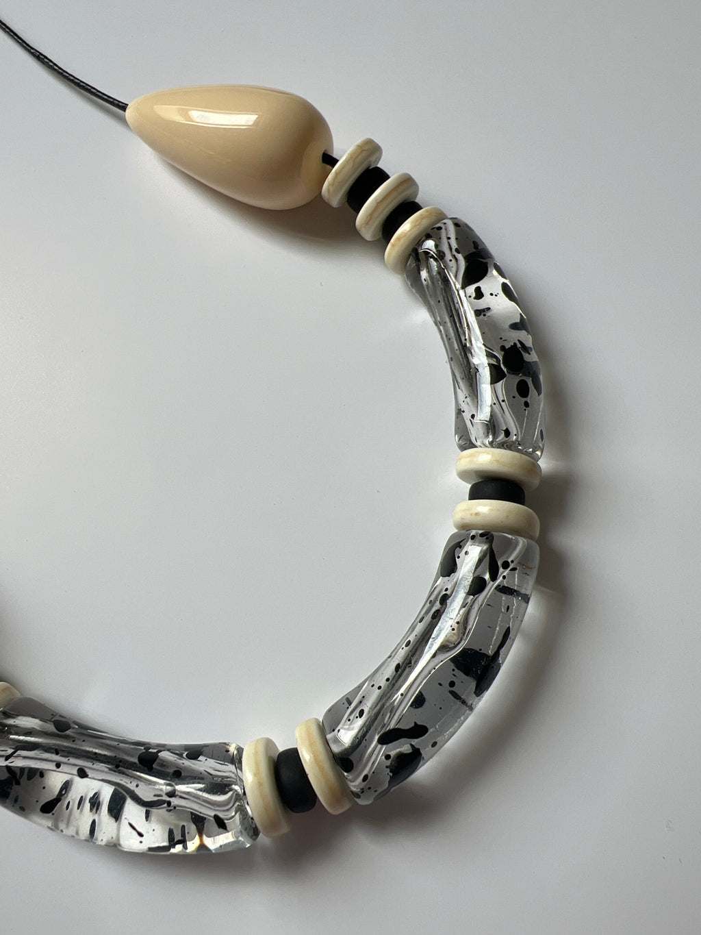 EOR05 - Translucent Clear , black adjustable cord necklace