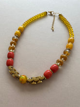 BDL06 - Orange and yellow resin 17” beaded necklace
