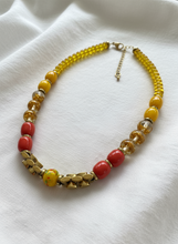 BDL06 - Orange and yellow resin 17” beaded necklace