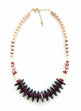 HIL02 - Peach and black necklace mixed media