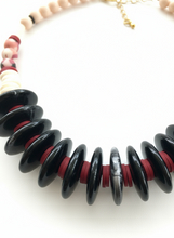 HIL02 - Peach and black necklace mixed media