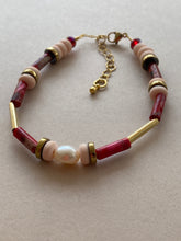 BDLB05 - Pink, peach & freshwater pearl bracelet