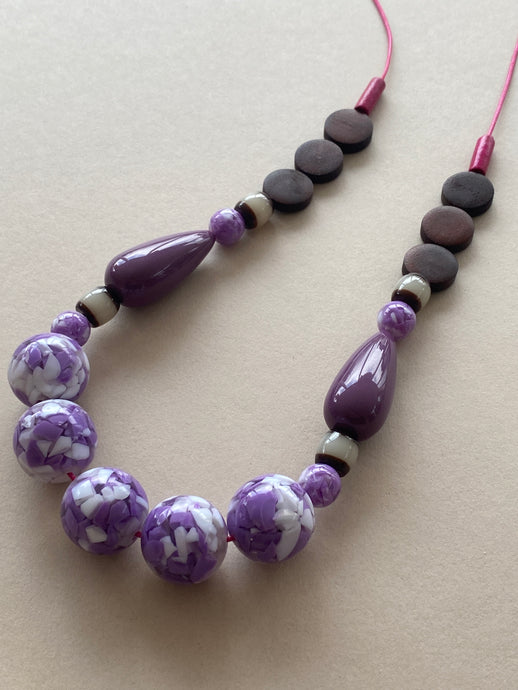 BDL04 - Raspberry and Purple cord necklace