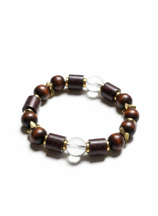 FRTB09 - Bracelet with Glass, dyed wood, teamed with Hematite details.