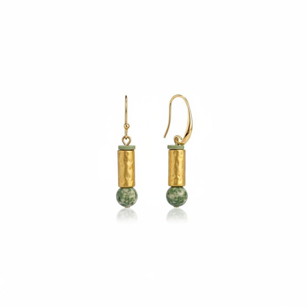 CSTE20 - Semi precious drop earrings with clay and gold plated metal