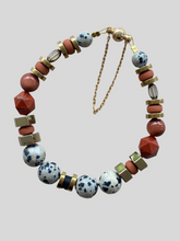 BDLB02 - Dalmatian Jasper & Sandstone barrel bracelet