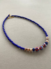 HIL01 - Royal Blue and Pink Necklace 16"