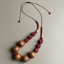 CST01 - Zebra wooden Adjustable cord necklace - red