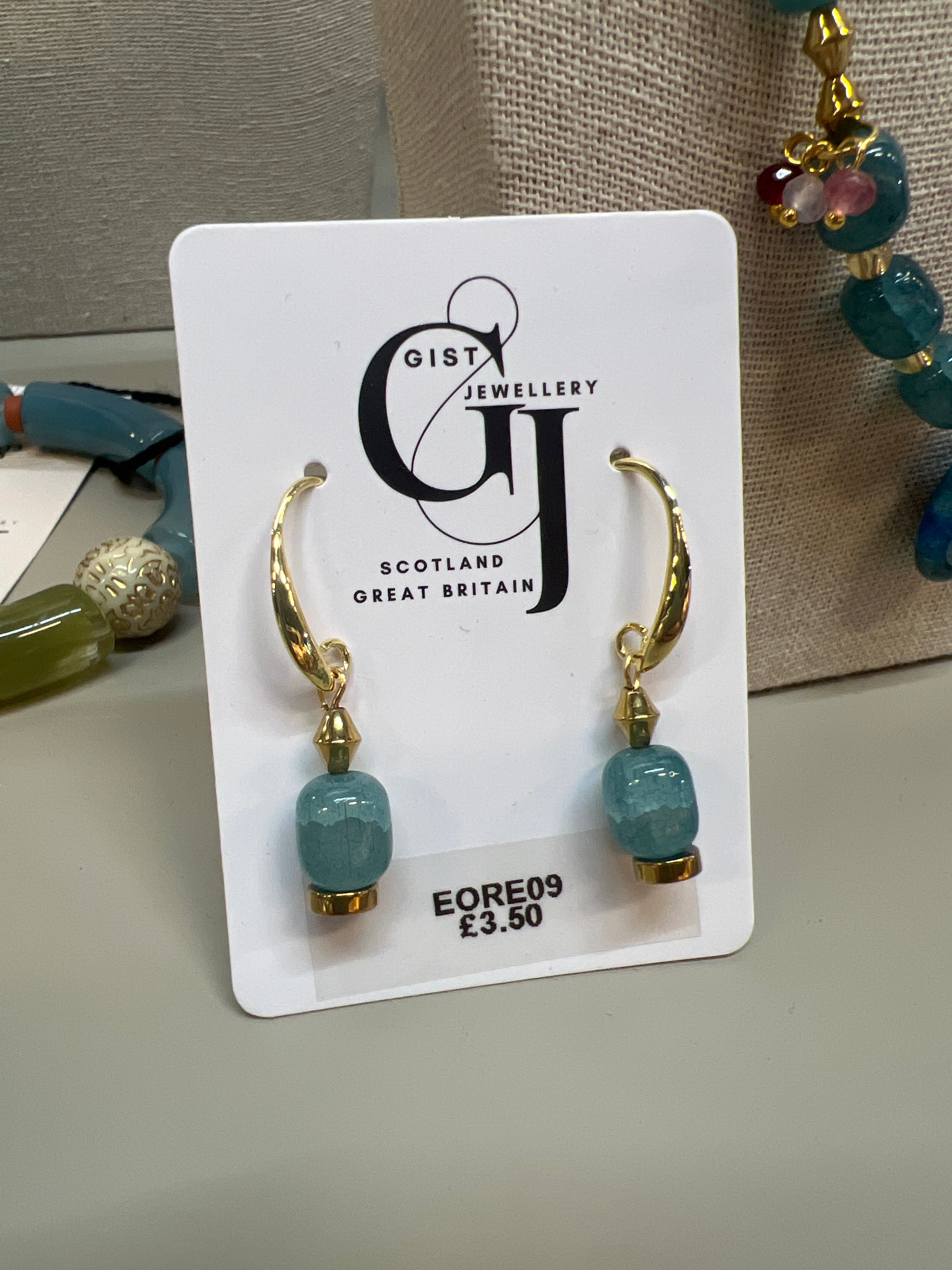 EORE09 - turquoise and multi coloured drop earrings