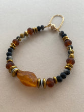 BDLB10 - Raw Amber and crystal bracelet
