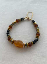 BDLB10 - Raw Amber and crystal bracelet